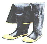 Black Rubber Hip Wader, Steel Safety Toe